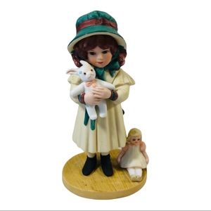 Aubrey Jan Hagara Vintage 1980's Porcelain Figurine Collectible Girl With Rabbit